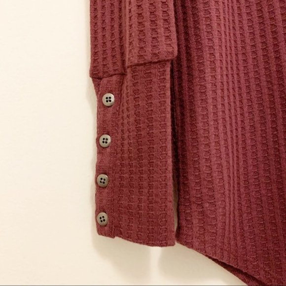 Chaser Waffle Scoop Neck Button Sleeve Thermal Top S - Picture 4 of 6